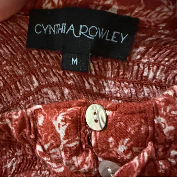 Cynthia Rowley Boho Maxi Skirt Red Floral Button Front Tassel High Waist M - Picture 4 of 9